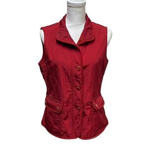 Talbots Vest Red Lightweight Button Front No Fill S